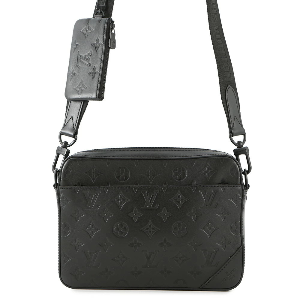 Louis Vuitton Monogram Shadow Black Duo Messenger Shoulder Bag Black